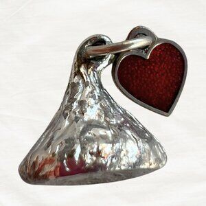 Hershey’s Kiss | Silver Tone Charm with Red Heart | Cute Valentine Jewelry